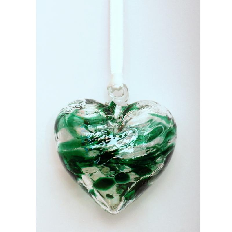 May (Emerald) Birthstone Blown Glass Heart - Milford Blown Glass from thetraditionalgiftshop.live