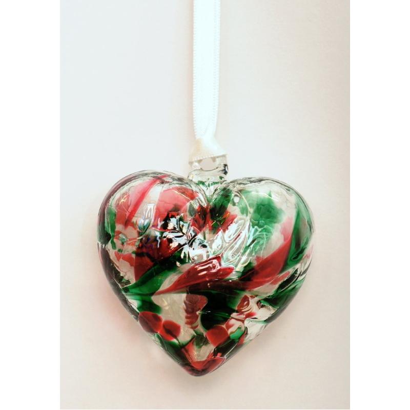 October (Opal) Birthstone Blown Glass Heart - Milford Blown Glass from thetraditionalgiftshop.live