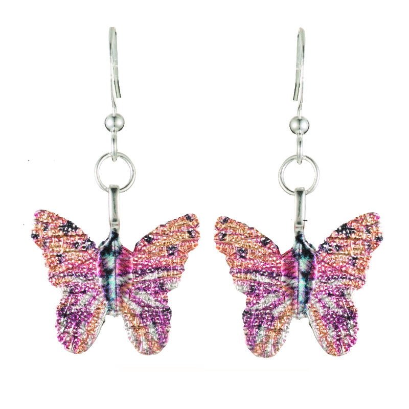 Pink Butterfly Leaf Earrings - Pure by Coppercraft from thetraditionalgiftshop.live