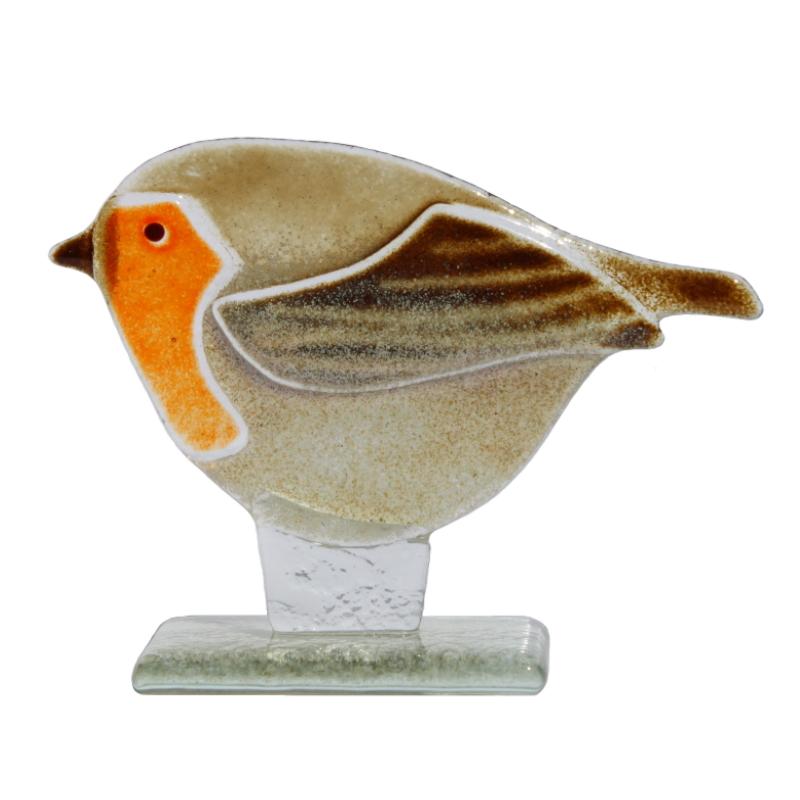 Robin (2) Fused Glass Ornament - D&J Glassware Fused Glass from thetraditionalgiftshop.live
