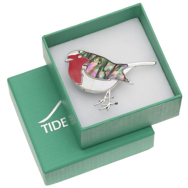 Robin Paua Shell Brooch - Tide Jewellery from thetraditionalgiftshop.live