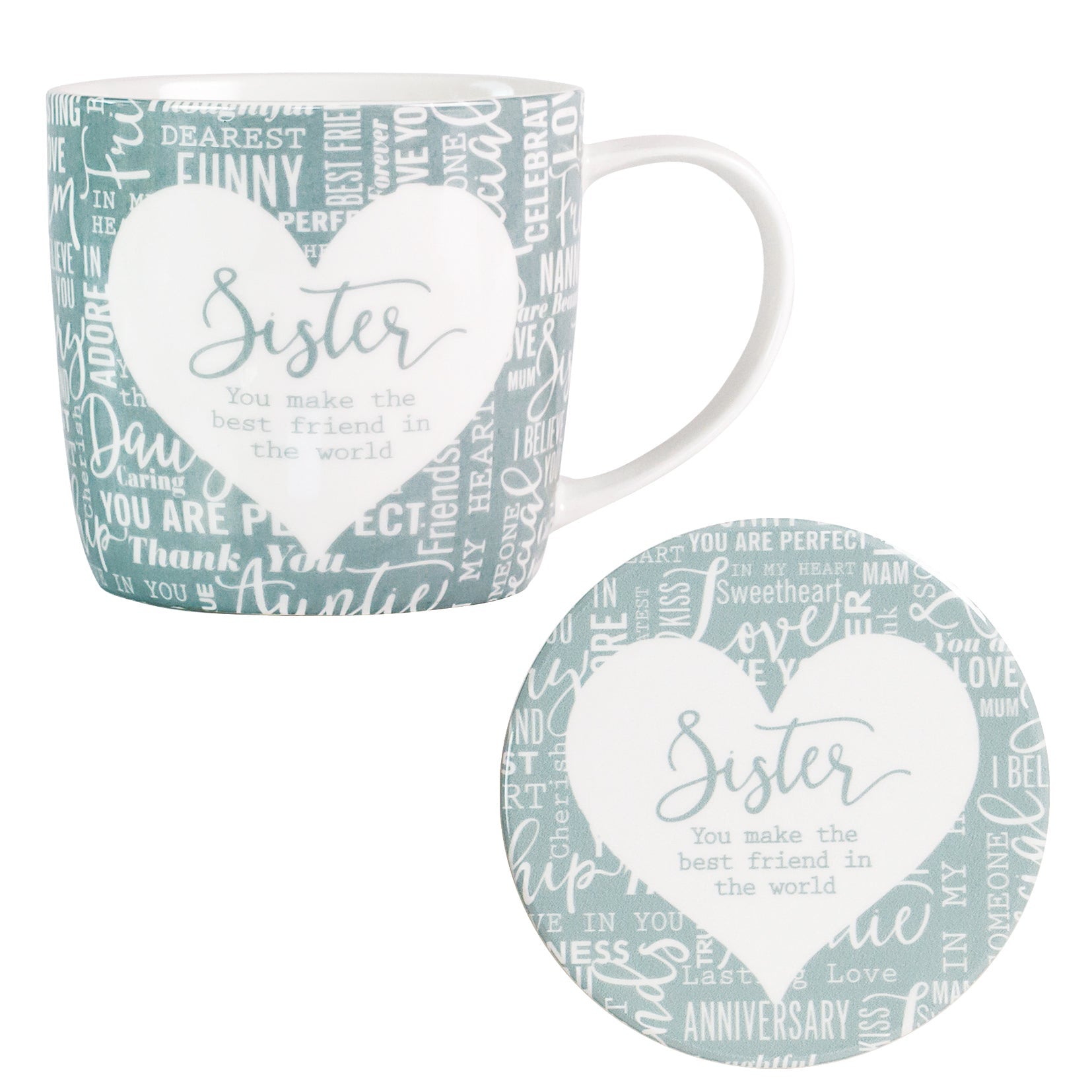 Sister Sentiment Mug & Coaster Set - Said with Sentiment from thetraditionalgiftshop.live