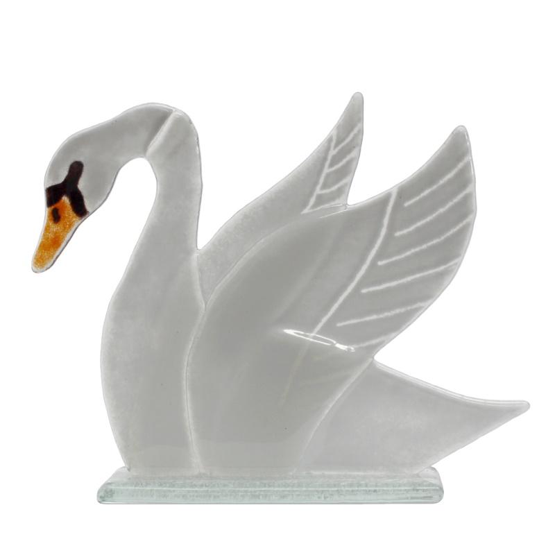 Swan Fused Glass Ornament - D&J Glassware Fused Glass from thetraditionalgiftshop.live
