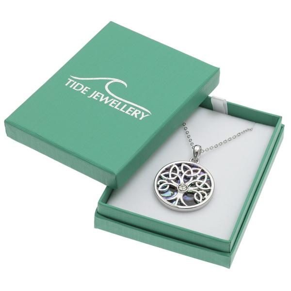 Celtic Tree of Life with Crystal Paua Shell Necklace - Tide Jewellery from thetraditionalgiftshop.live